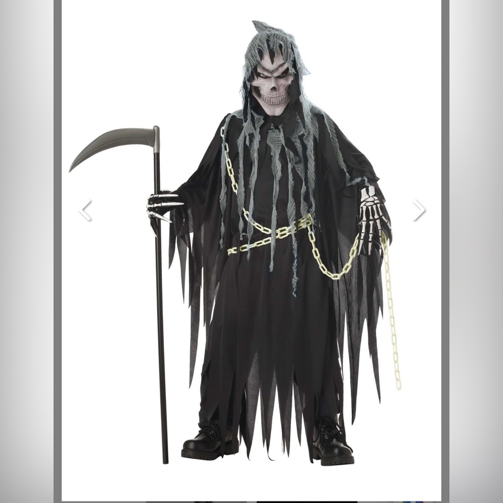 Grim Reaper Costume glow in the dark YOUTH LARGE 10-12